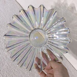 Vintage Federal Glass Iridescent Petal Plate Sunburst Plate Glass Art